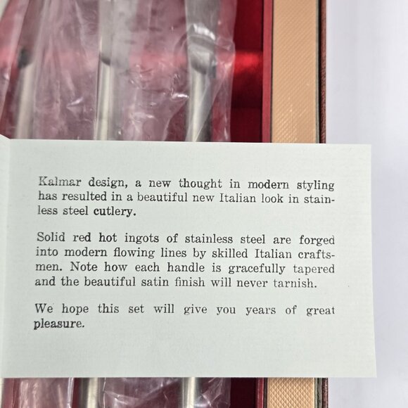 Vintage MCM Kalmar Designs Knife Sets Stainless Steel Italy NOS Steak Knives - Picture 10 of 14